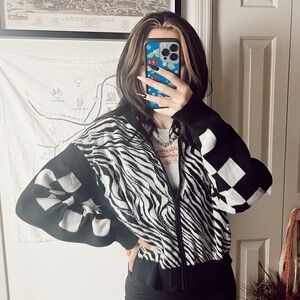 Alexander McQueen Women's Zebra Print Knit Jacket Small